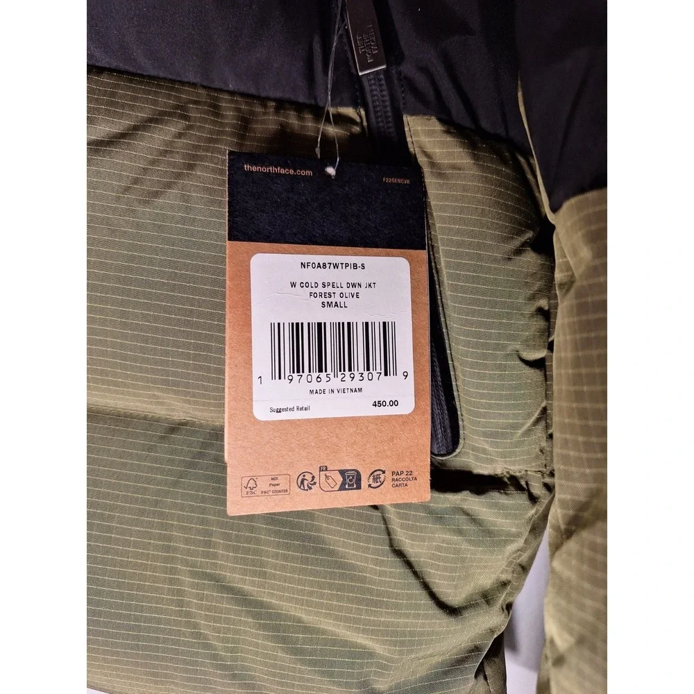 The North Face Cold Spell Down Jacket Forest Olive NF0A87WTPIB Women's SZ S NEW - Picture 4 of 8